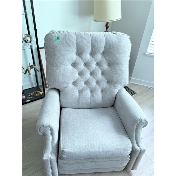 GRAY TUFTED UPHOLSTERED RECLINER ARMCHAIR
