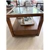 Image 2 : WOOD FRAMED GLASS TOP END TABLE