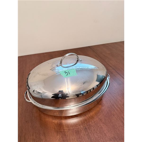 STAINLESS STEEL OVAL ROASTER PAN WITH LID AND RACK