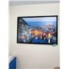 Image 1 : FRAMED COASTAL VILLAGE HARBOR WALL ART PRINT