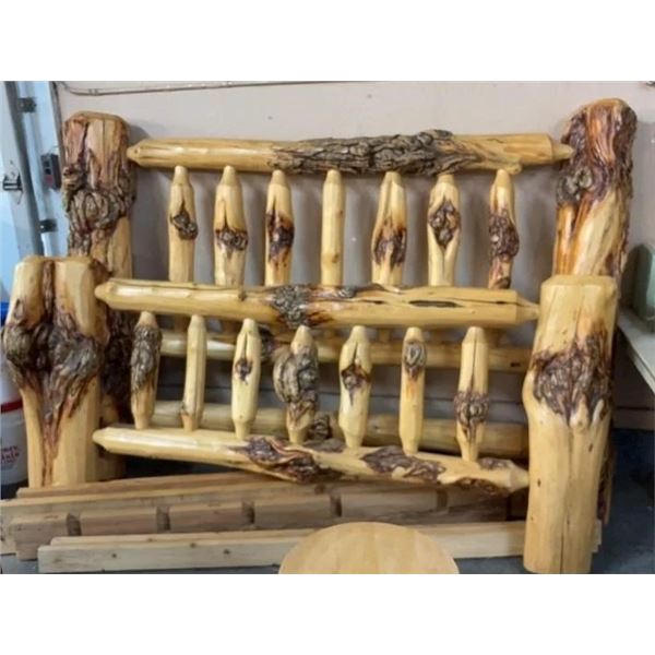 Exceptional King Size Burl Wood Log Bed