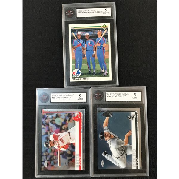 LOT OF 3 KSA GRADED BASEBALL TRADING CARDS - INCLUDING MOOKIE BETTS