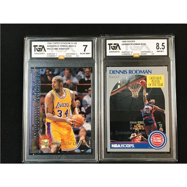 LOT OF 2 TGA GRADED TRADING CARDS - RODMAN AND SHAQ