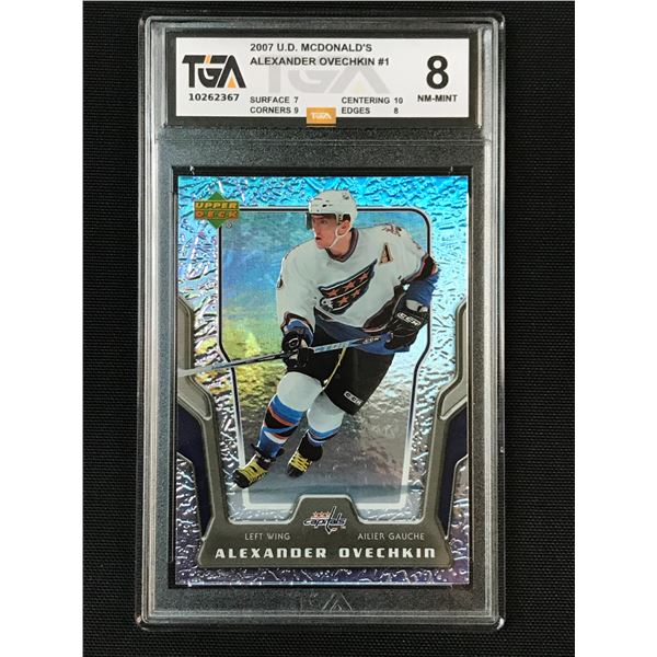 2007 UPPER DECK MCDONALDS ALEXANDER OVECHKIN TRADING CARD - TGA GRADE 8
