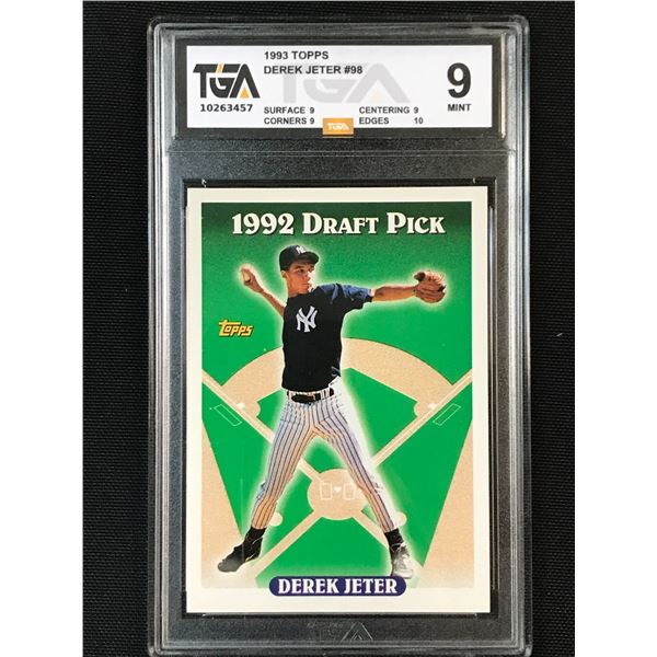 1993 TOPPS DEREK JETER ROOKIE CARD - TGA GRADE 9