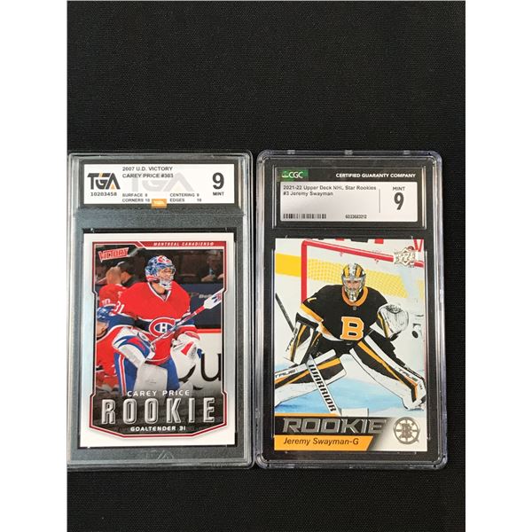 LOT OF 2 TGA GRADED ROOKIE CARDS - CAREY PRICE JEREMY SWAYMAN