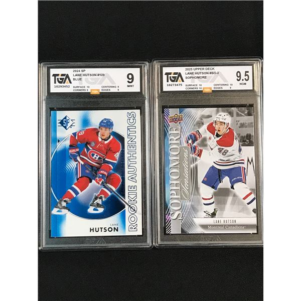 LOT OF 2 TGA GRADED LANE HUTSON TRADING CARDS