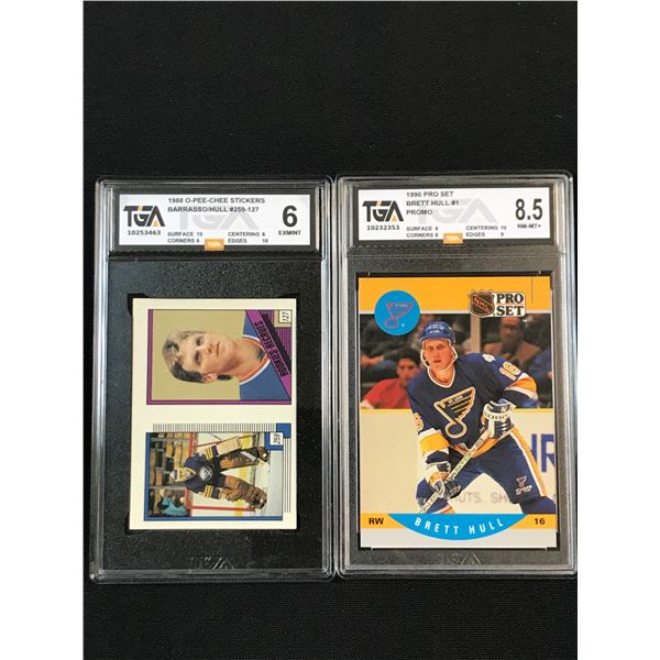 LOT OF 2 TGA GRADED TRADING CARDS FEATURING BRETT HULL