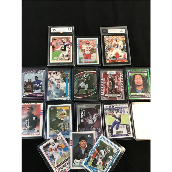 LOT OF NFL TRADING CARDS INCLUDING 2 GRADED