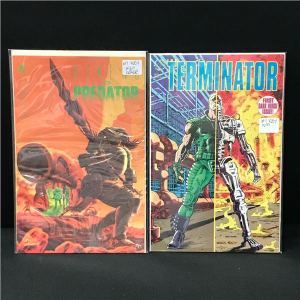 LOT OF 2 COMICS - TERMINATOR #1 & ALIENS VS PREDATORS #1 - DARK HORSE COMICS