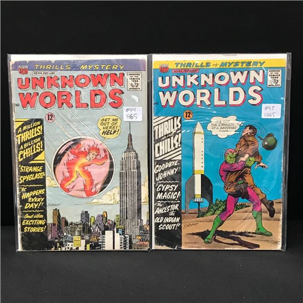 LOT OF 2 UNKNOWN WORLDS COMICS #44-45 (1965) - ACG COMICS