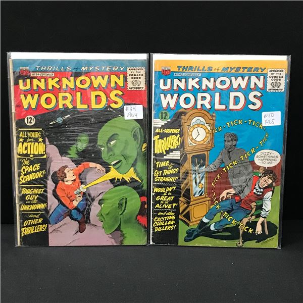 LOT OF 2 UNKNOWN WORLDS COMICS #34 & #40 (1964/5) - ACG