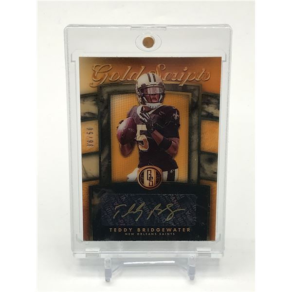 2020 PANINI GOLD STANDARD FOOTBALL TEDDY BRIDGEWATER SIGNED TRADING CARD 36/50