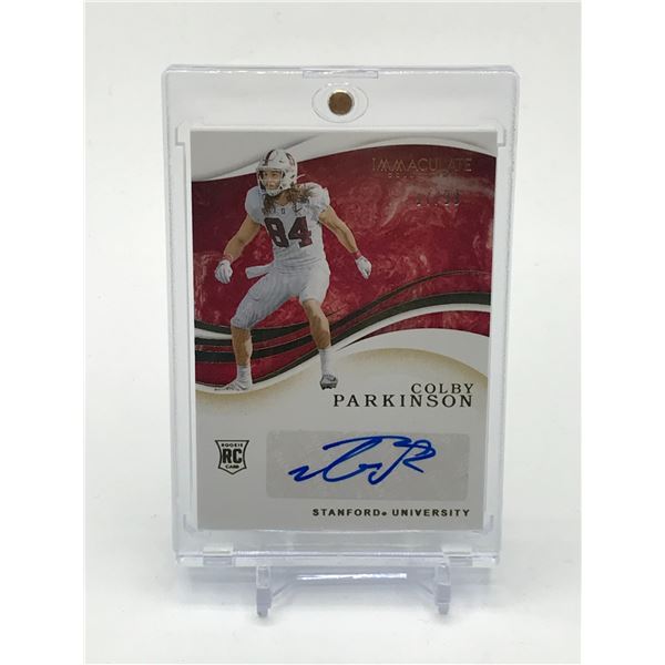 2020 PANINI IMMACULATE COLLECTION COLLEGIATE COLBY PARKINSON SIGNED ROOKIE CARD 91/99