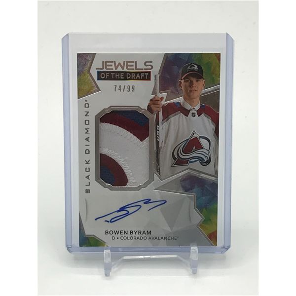 2020-21 UPPER DECK BLACK DIAMOND HOCKEY BOWEN BRYAM SIGNED PATCH DRAFT PICKS TRADING CARD 74/99
