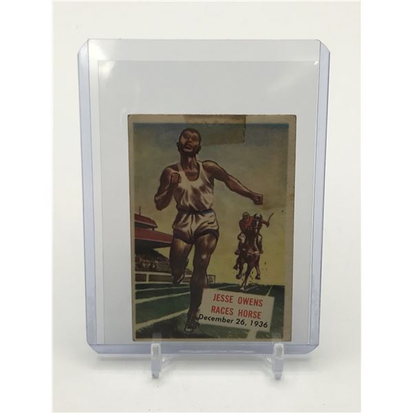 1954 TOPPS SCOOP #128 JESSE OWENS RACES HORSES TRADING CARD