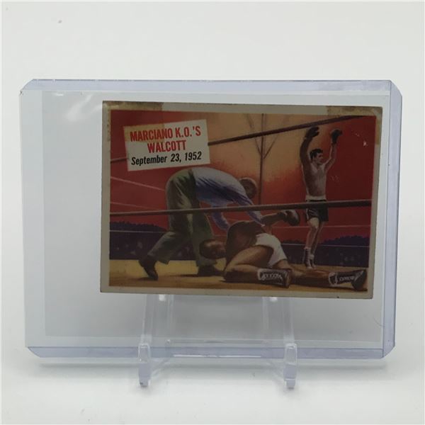 1954 TOPPS SCOOP #65 MARCIANO K.O'S WALCOTT TRADING CARD