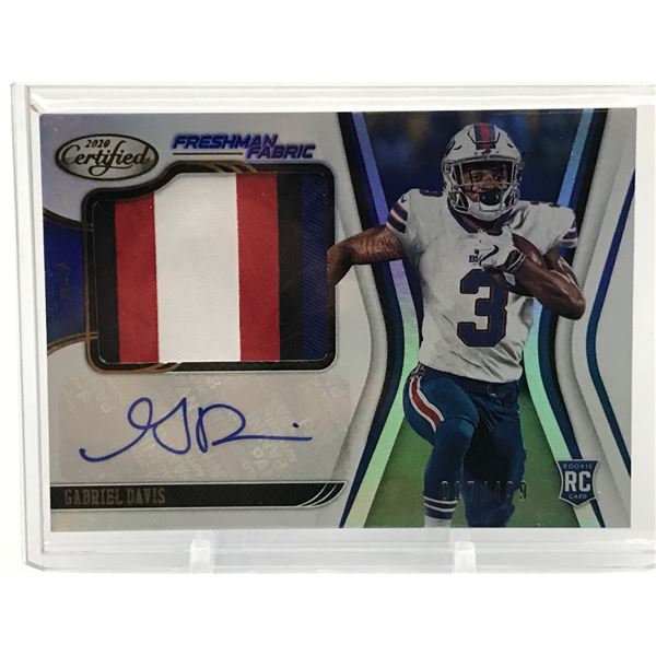 2020 PANINI CERTIFIED FOOTBALL GABRIEL DAVIS SIGNED PATCH ROOKIE TRADING CARD