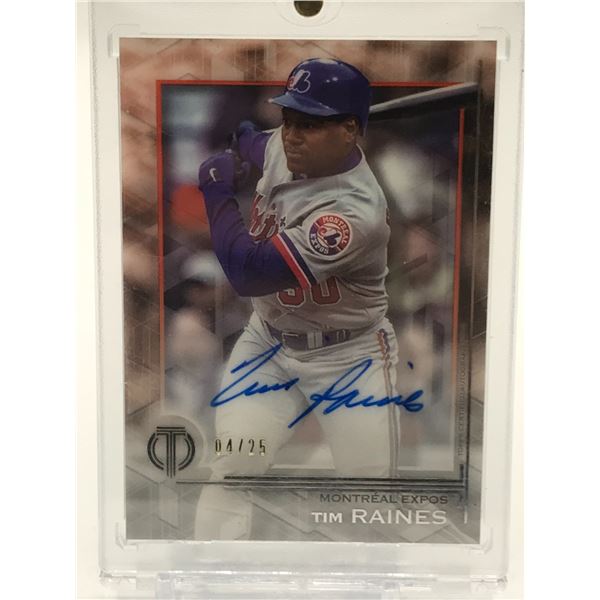 2019 TOPPS TRIBUTE BASEBALL TIM RAINES SIGNED TRADING CARD 04/25