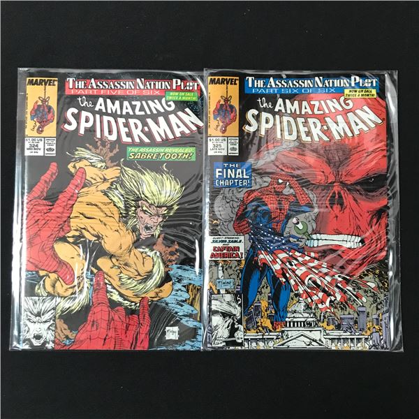 LOT OF 2 AMAZING SPIDERMAN COMICS #324 - #325 (MARVEL)