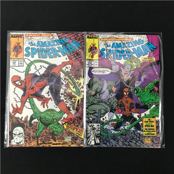 LOT OF 2 AMAZING SPIDERMAN COMICS #318 - #319 (MARVEL)
