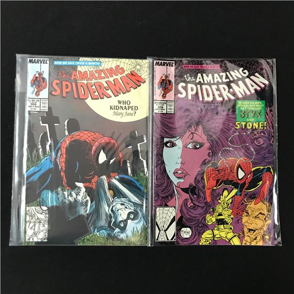 LOT OF 2 AMAZING SPIDERMAN COMICS #308 - #309 (MARVEL)