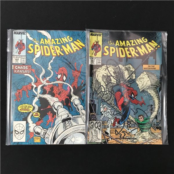 LOT OF 2 AMAZING SPIDERMAN COMICS #302 - #303 (MARVEL)