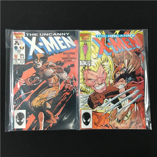 LOT OF 2 THE UNCANNY X-MEN COMICS #212 - #213 - MARVEL COMICS