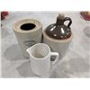 Image 1 : (2) Vintage Pickling Crocks and Vintage pitcher