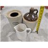 Image 2 : (2) Vintage Pickling Crocks and Vintage pitcher