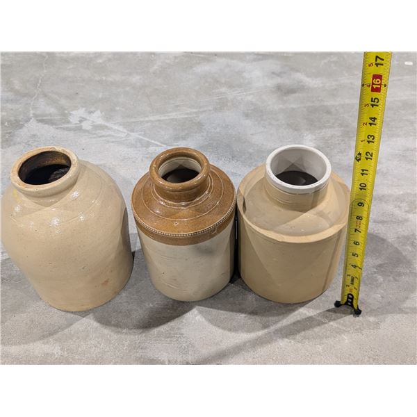 (3) Vintage Crocks Stoneware (Some Chips)