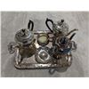 Image 1 : Lot of Vintage E.P. Lead Tea Pots, trays and etc.