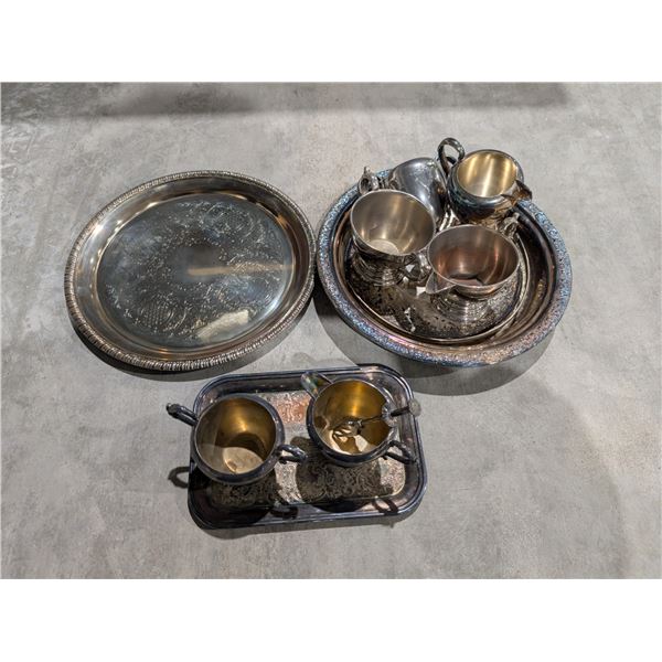 Lot of Vintage E.P. Lead trays, tea Cup, Cremer, and etc.