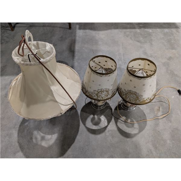 (3) Vintage/Newer lamps (Glass w/ Sea Shells Design)