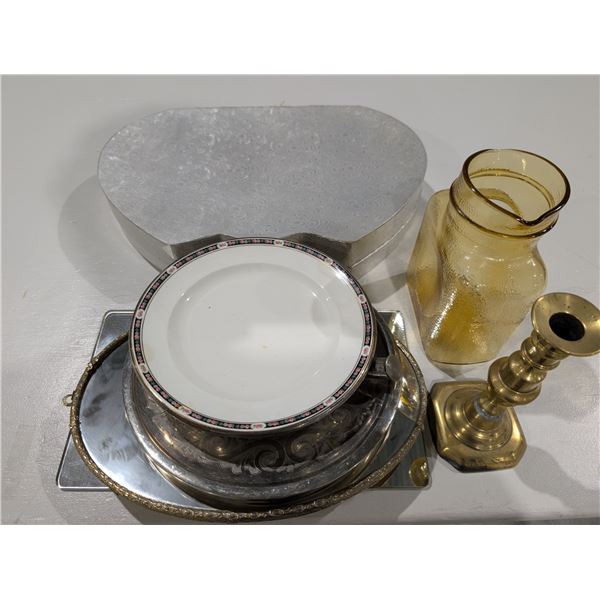 Lot of Misc. Vint6age Glass tray, Mirror and brush, and etc.