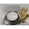 Image 1 : Lot of Misc. Vint6age Glass tray, Mirror and brush, and etc.