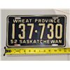 Image 1 : Vintage Sask License Plate 52' 38-561