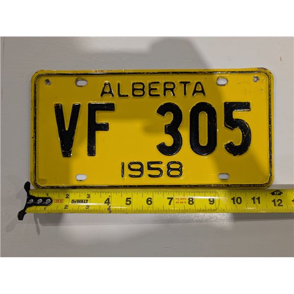 Vintage Alberta License Plate 58' VF-305