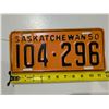 Image 1 : Vintage Sask License Plate 50' 104-296