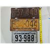 Image 1 : (3) Vintage Sask License Plates 1946-1948