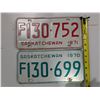 Image 1 : (2) Vintage Sask license Plates 1970-1971