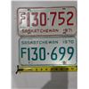 Image 2 : (2) Vintage Sask license Plates 1970-1971