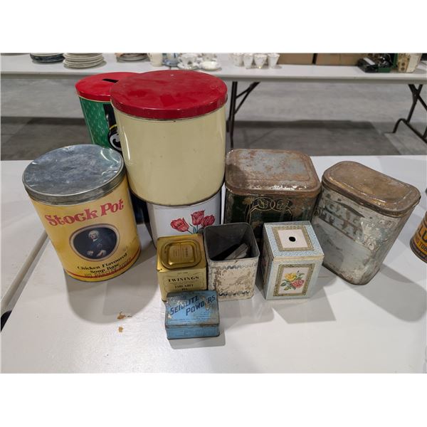 Lot of various Vintage Tins As Shown