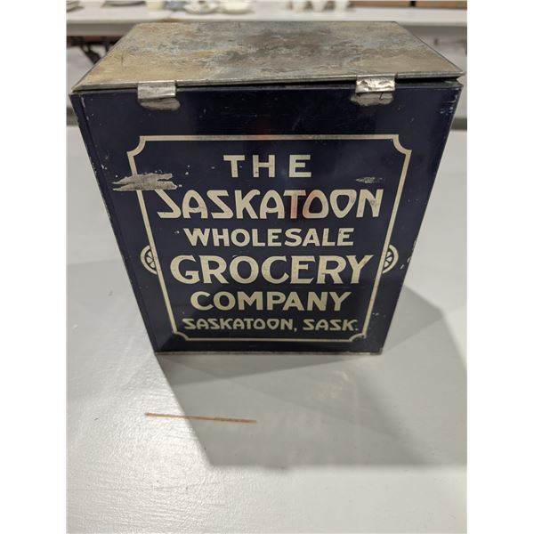 Vintage Tin "The Saskatoon Whole Sale Grocery"