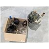 Image 1 : Box and Pail full of Vintage Glass Bottles As Shown