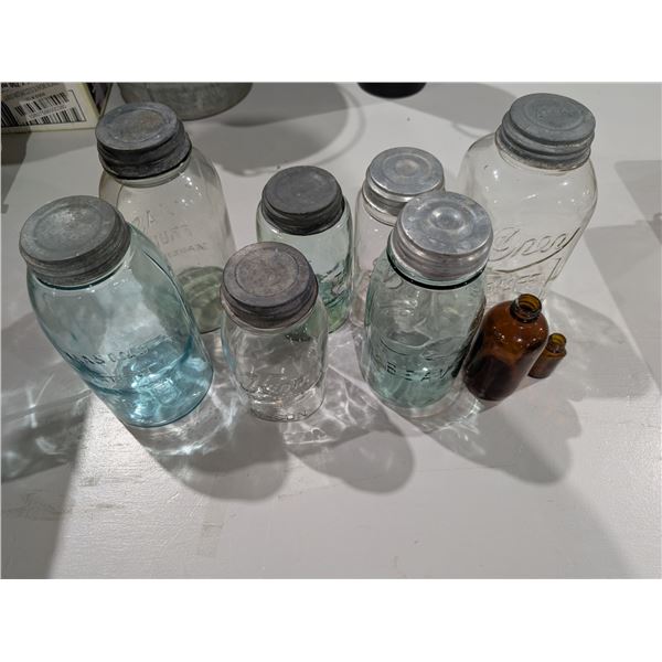 Lot of Vintage Glass (Wide Mouth jars, Mason, Beaver, and etc.)