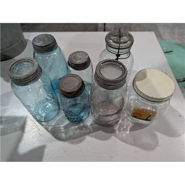 Lot of Vintage Glass (Wide Mouth jars, Mason, Beaver, and etc.)