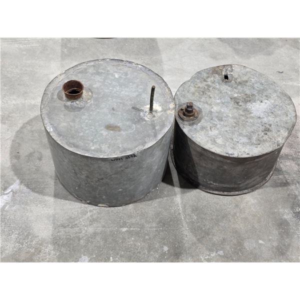 (2) Antique/Vintage Galvanized Metal Tanks