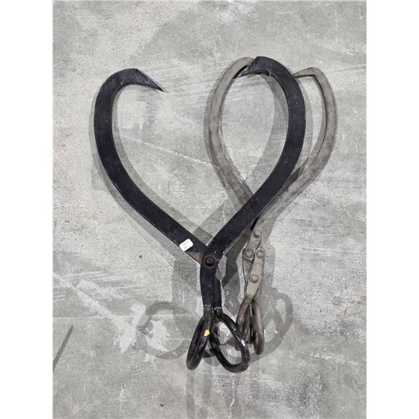 (2) Antique Log/Ice Tongs