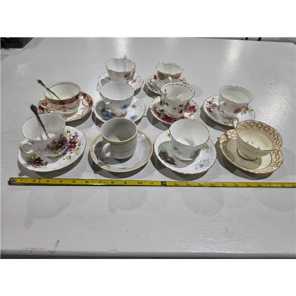 (10) Vintage Cup & Saucer Chinaware Sets